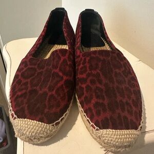 Yves Saint Laurent Espadrilles 39.5 Red Leopard Print